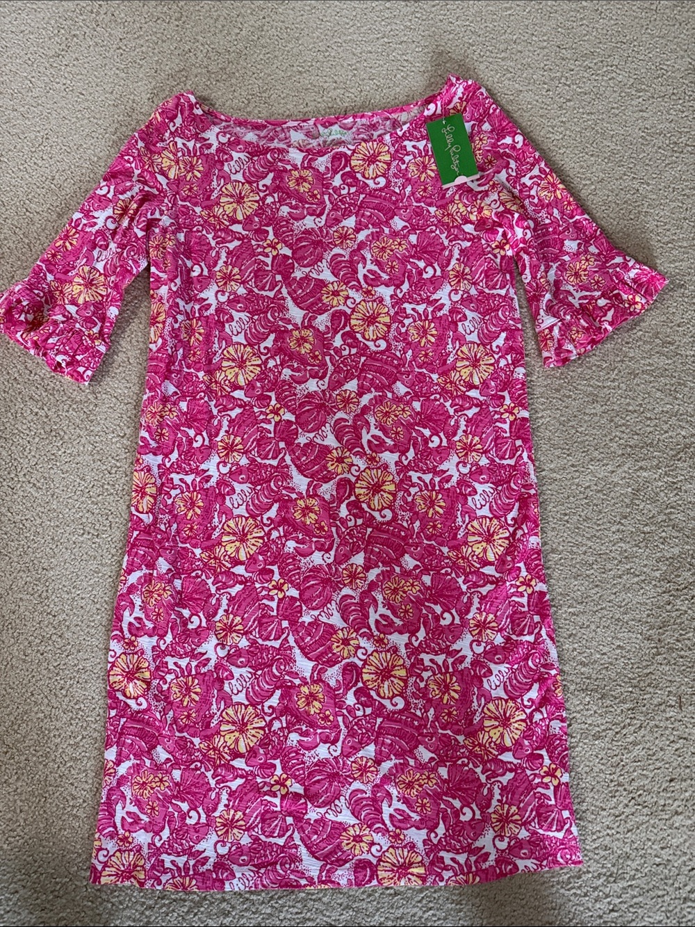 Lilly Pulitzer Somerset Resort dress in the Chum Bucket pink fish NWT medium